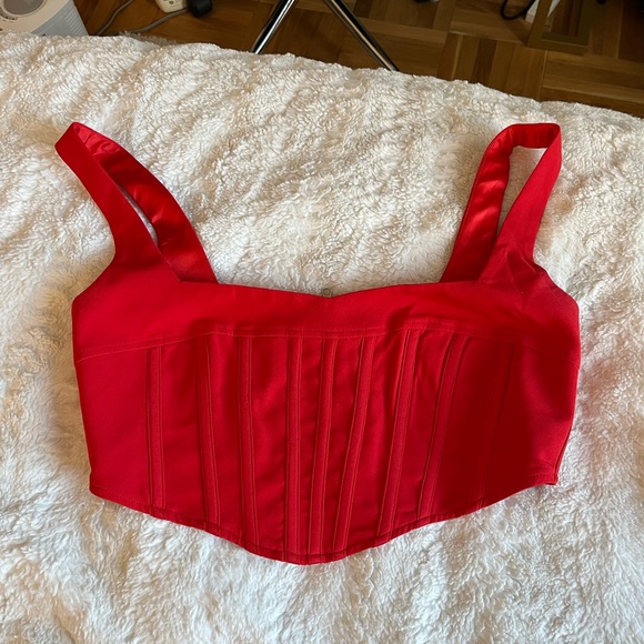 Bardot Tops - BARDOT - MINI CORSET BUSTIER IN RED
